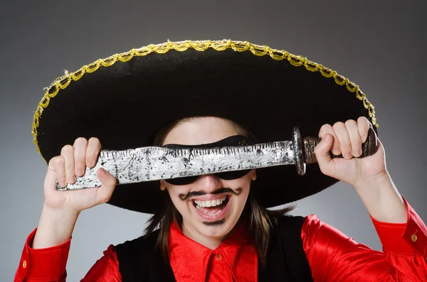 Person wearing sombrero hat in funny concept — Stock Photo, Image