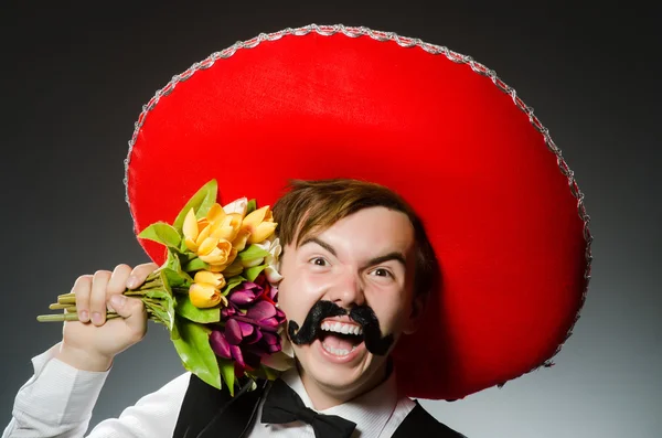 Person wearing sombrero hat in funny concept — Stock Photo, Image