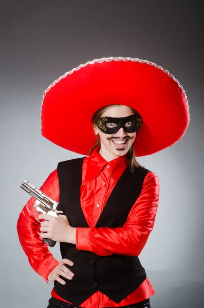 Person wearing sombrero hat in funny concept — Stock Photo, Image