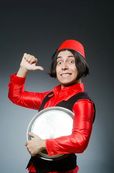 Uomo con cappello rosso fez — Foto Stock