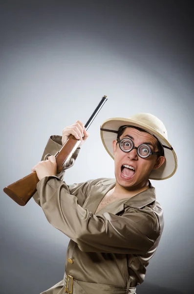 Funny hunter in hunting concept — Stock Photo, Image