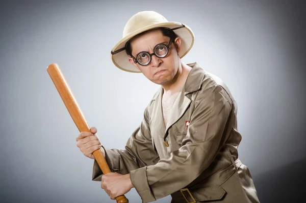 Funny safari traveller in travelling concept — Stock Photo, Image