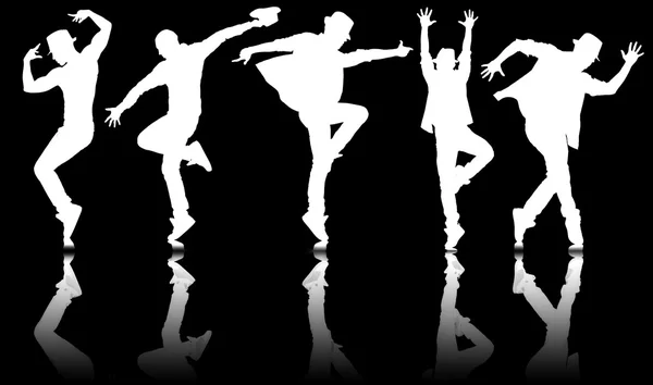 Dans konseptinde dansçıların siluetleri — Stok fotoğraf