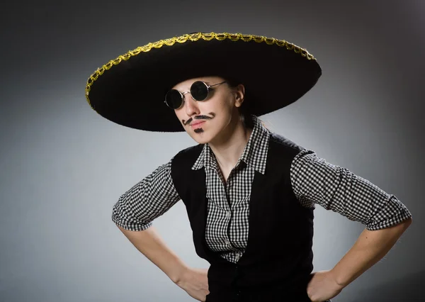 Person wearing sombrero hat in funny concept — Stock Photo, Image