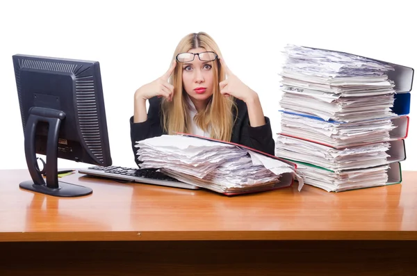 Woman businesswoman working isolated on white — Stock Photo, Image