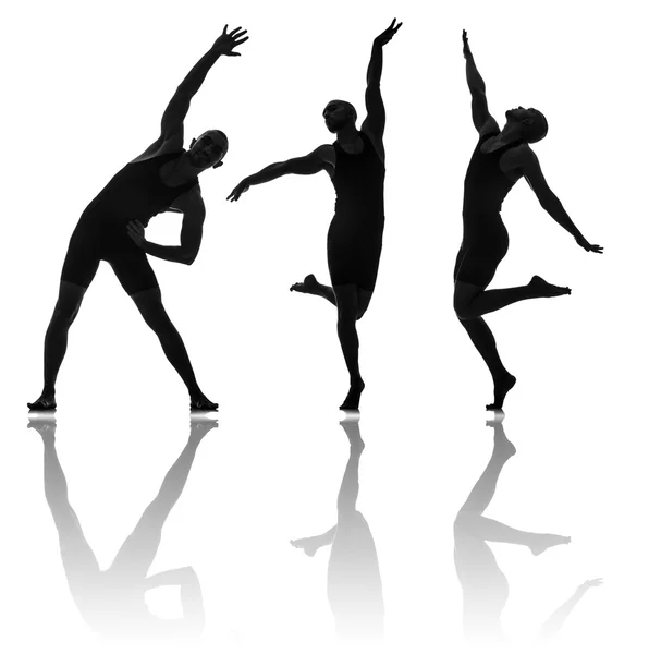 Silhouette di ballerini nel concetto di danza — Foto Stock