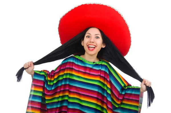 Mujer mexicana en concepto divertido en blanco —  Fotos de Stock