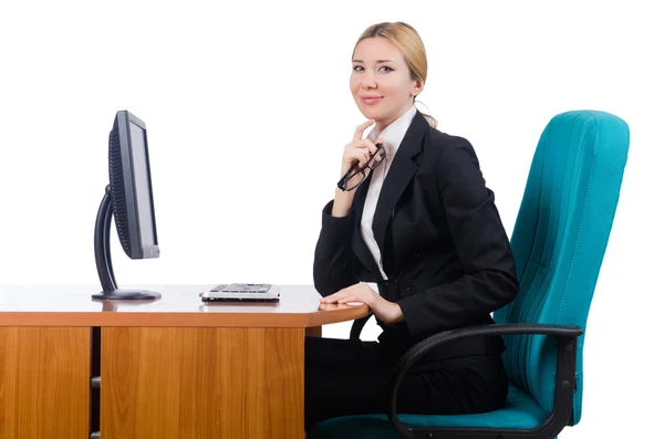 Woman businesswoman working isolated on white — Stock Photo, Image