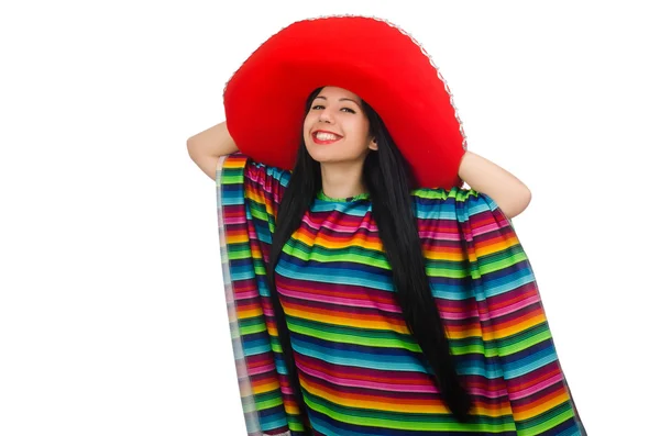 Mexikanerin in lustigem Konzept auf Weiß — Stockfoto