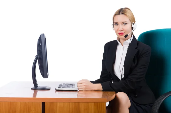 Nő üzletasszony dolgozik elszigetelt fehér — Stock Fotó