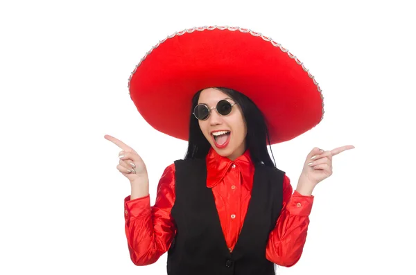 Mexican woman in funny concept on white — Stock Photo, Image