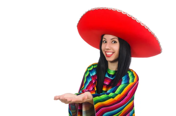 Mujer mexicana en concepto divertido en blanco — Foto de Stock