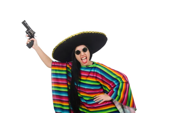 Mexican woman in funny concept on white — Stock Photo, Image