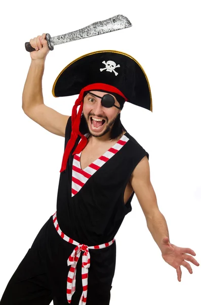 Uomo pirata isolato sullo sfondo bianco — Foto Stock