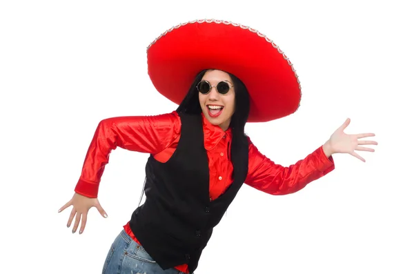 Mexikanska kvinnan i roliga konceptet på vit — Stockfoto