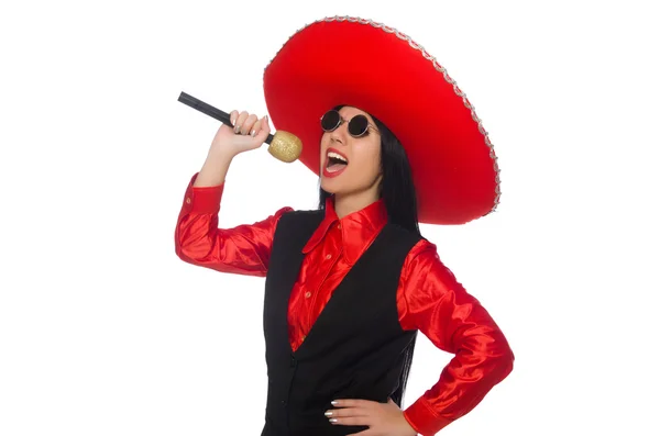 Mexican woman in funny concept on white — Stock Photo, Image