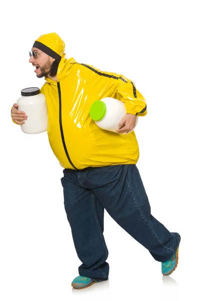 Homem com excesso de peso isolado no branco — Fotografia de Stock