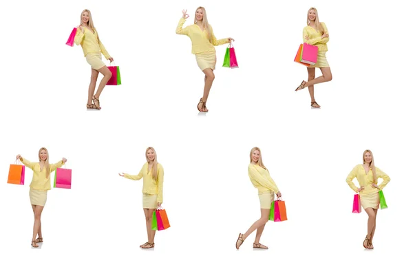 Collage di donna con shopping bags — Foto Stock