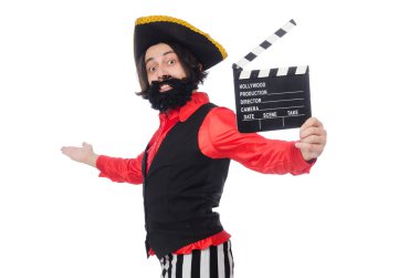 Komik korsan üzerinde beyaz izole