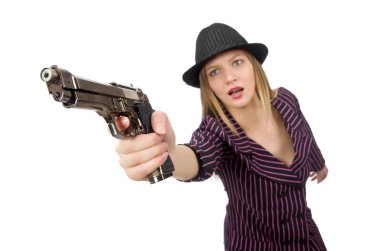 Silahlı bir gangster kadın beyazları soyutladı.