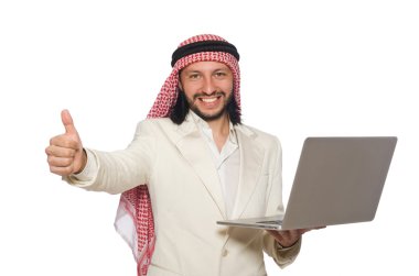 Beyaz bilgisayarlı Arap işadamı