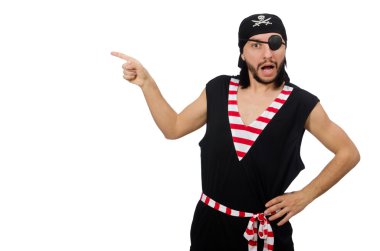 Beyaz arka plan üzerinde izole adam korsan