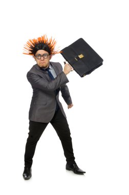 Mohawk saç stili komik bir adam.