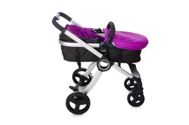 Beyaz arkaplanda çocuk arabası izole edildi