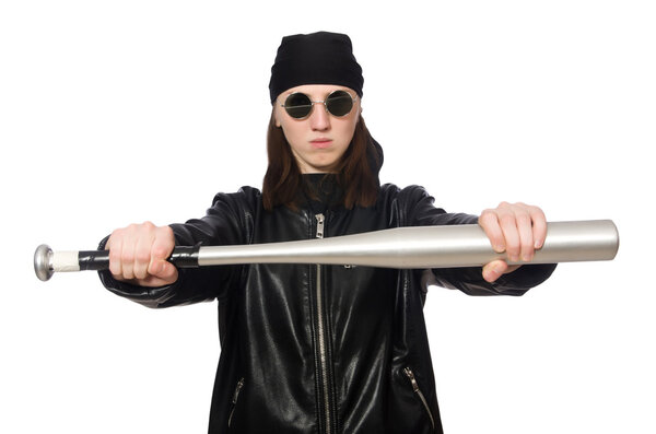 Женщина-хулиган изолирована на белом
