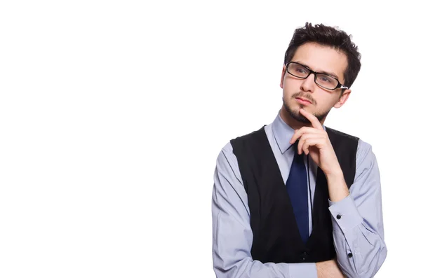 Joven empresario aislado en blanco — Foto de Stock