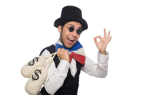 Funny man wearing giant bow tie — Stock Photo, Image