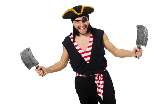Uomo pirata isolato sullo sfondo bianco — Foto Stock
