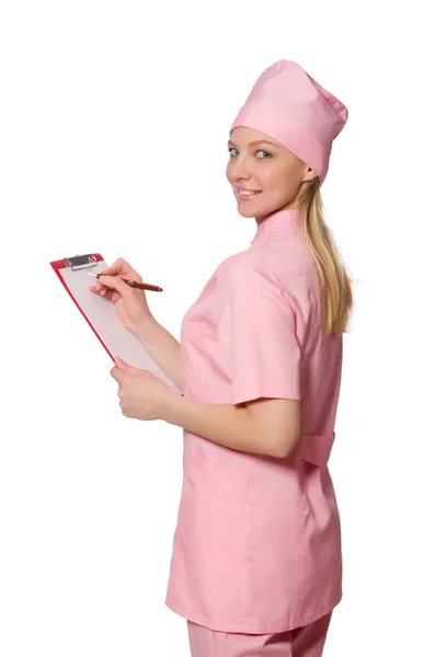 Mujer médico aislado en blanco —  Fotos de Stock