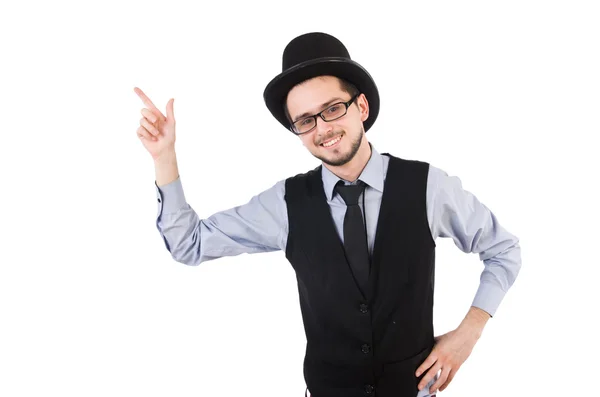 Young man in hat isolated on white — Stock Photo, Image