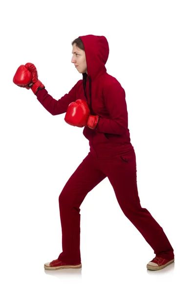 Žena boxer izolované na bílém — Stock fotografie