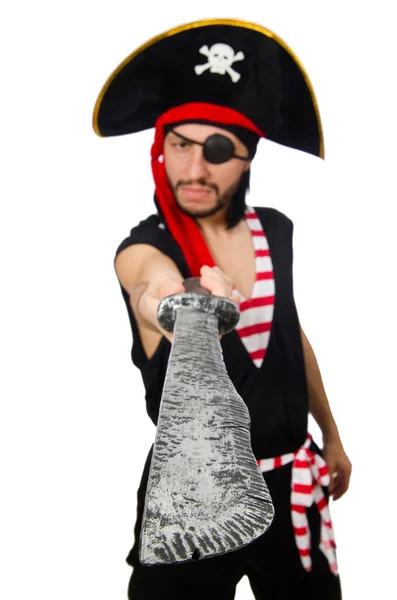 Uomo pirata isolato sullo sfondo bianco — Foto Stock