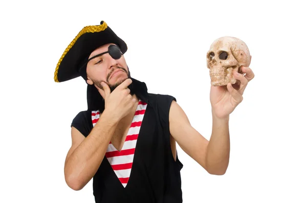 Чоловік пірат ізольований на білому тлі — стокове фото