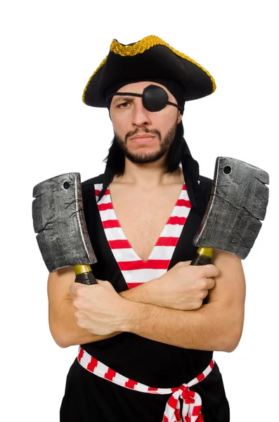 Homme pirate isolé sur le fond blanc — Photo