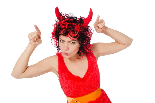 Donna diavolo in divertente concetto di Halloween — Foto Stock