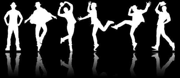 Silhouetten van dansers in dansconcept — Stockfoto