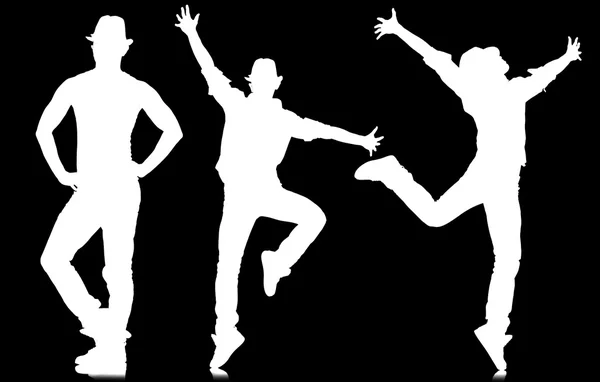 Silhouette di ballerini nel concetto di danza — Foto Stock