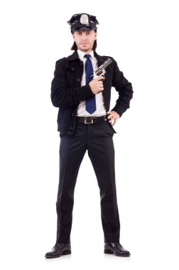 Polis memuru beyazda izole edilmiş.