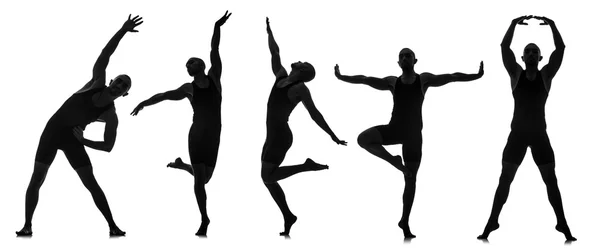 춤 개념에 있어서 춤추는 무용수들의 실루엣 — 스톡 사진