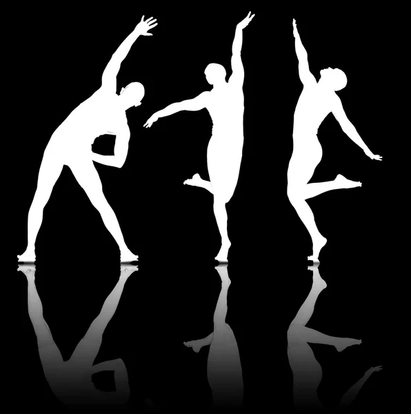 Silhouette di ballerini nel concetto di danza — Foto Stock