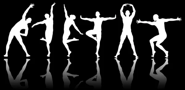 Silhouette di ballerini nel concetto di danza — Foto Stock