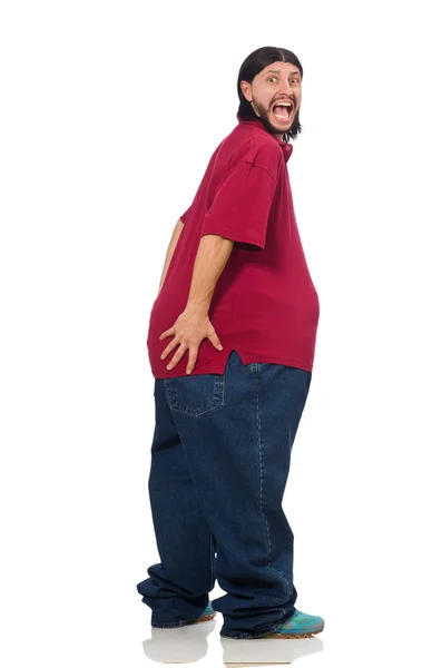 Человек с избыточным весом изолирован от белого — стоковое фото
