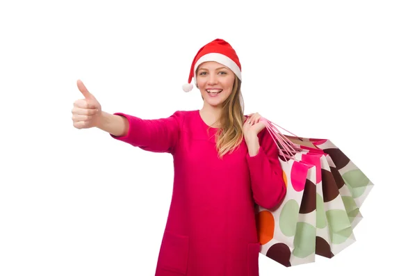 Young woman in christmas shopping concept — Stock Photo, Image