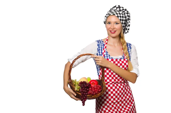 Femme cuisinier isolé sur le fond blanc — Photo