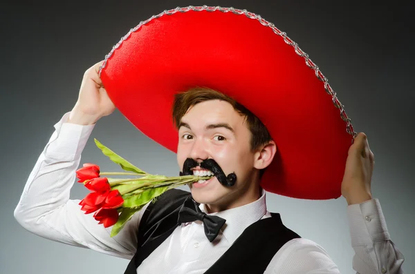 Person wearing sombrero hat in funny concept — Stock Photo, Image