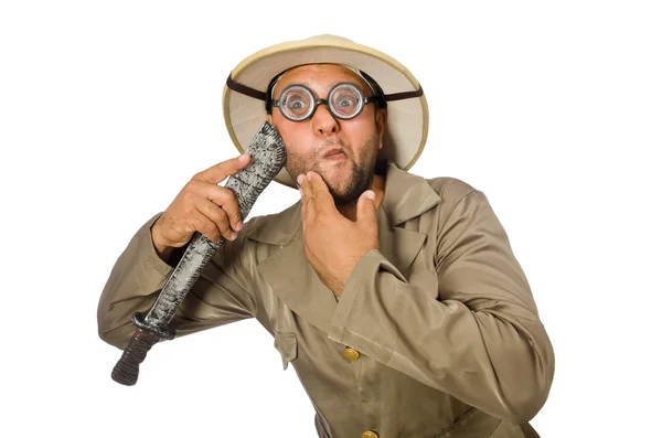 Hombre con cuchillo aislado en blanco —  Fotos de Stock